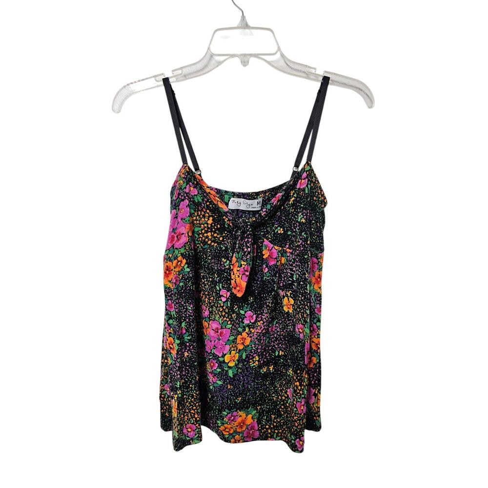 Vintage Womens Y2K Floral Babydoll Top Size M Whimsigoth Dark Cottagecore Ribbon